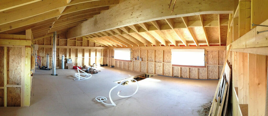 intérieur chantier surélévation à Merville